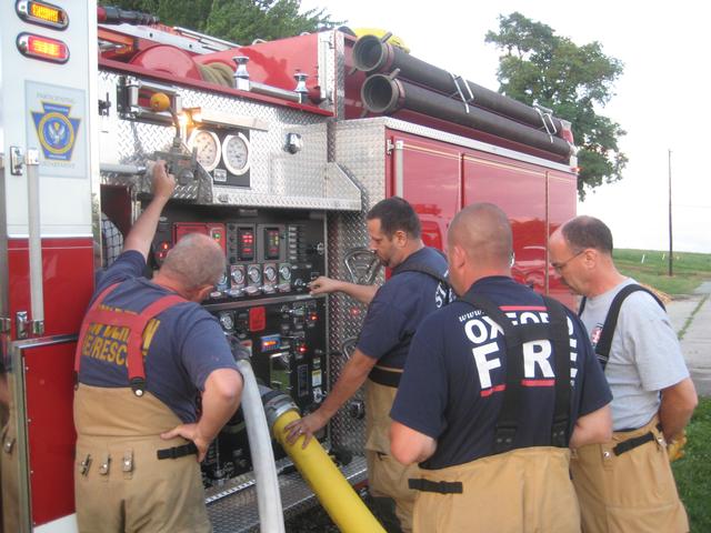 Firefighter Richard Carroll getting some pump time.